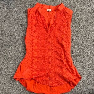 Women's Sleeveless Orange Top